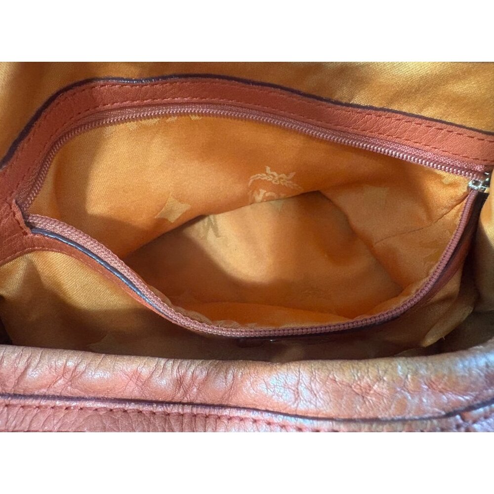 MCM Pebbled Leather Logo bucket bag color orange vintage 80's 90's - Picture 6 of 14